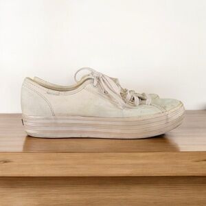 Keds Shoes Women’s Size  9 Triple Kick Shimmer Platform Sneakers White Fabric